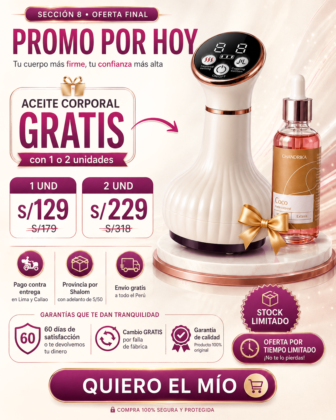 Masajeador Anticelulitis con calor y succión +Aceite de masaje de regalo🎁