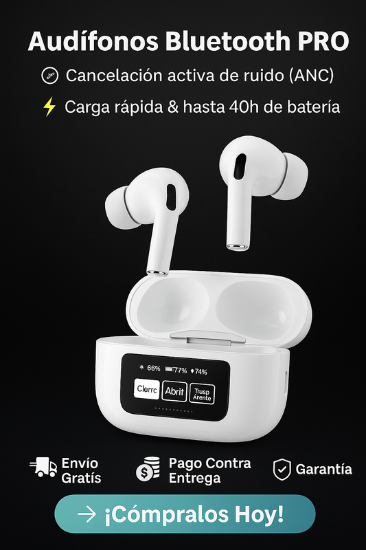 🎧 Audífonos Bluetooth PRO con Pantalla Táctil y ANC – Sonido Premium al Instante 🔥